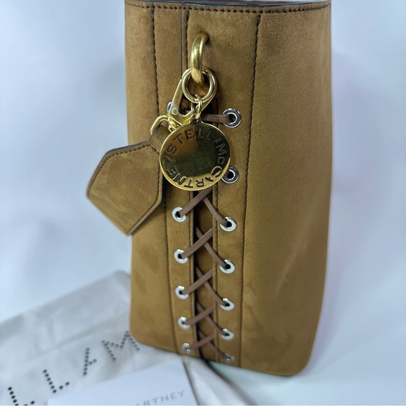 NEW STELLA MCCARTNEY FRAYME SUEDE WHIPSTITCH CROSSBODY BUCKET TOTE NWT! - Picture 4 of 8